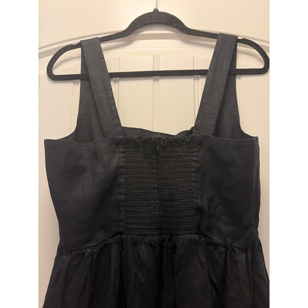 NWT Quince Women Casual 100% European Linen Fit & Flare Midi Dress Size L Black - Picture 10 of 10